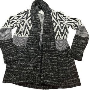 Lucky Brand Women’s Black and White Open Cardigan,‎ Size L